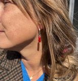Mediterranean Coral + Sterling Silver Huggie Earrings