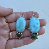 Larimar + Royston Turquoise + Sterling Silver Earrings