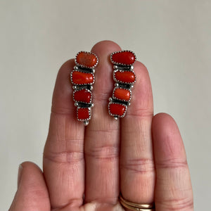 Coral + Sterling Silver Ear Climbers