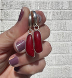 Mediterranean Coral + Sterling Silver Huggie Earrings