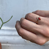 Coral + 14k Gold Ring • Size 6.5