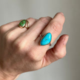 Royston Turquoise + 14 K Gold + Sterling Silver Ring • Size 8